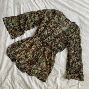 audrey / bell sleeve boho floral romper